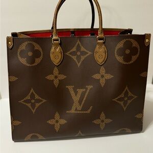 Louis Vuitton Brown and Tan Monogram Handbag On the Go GM